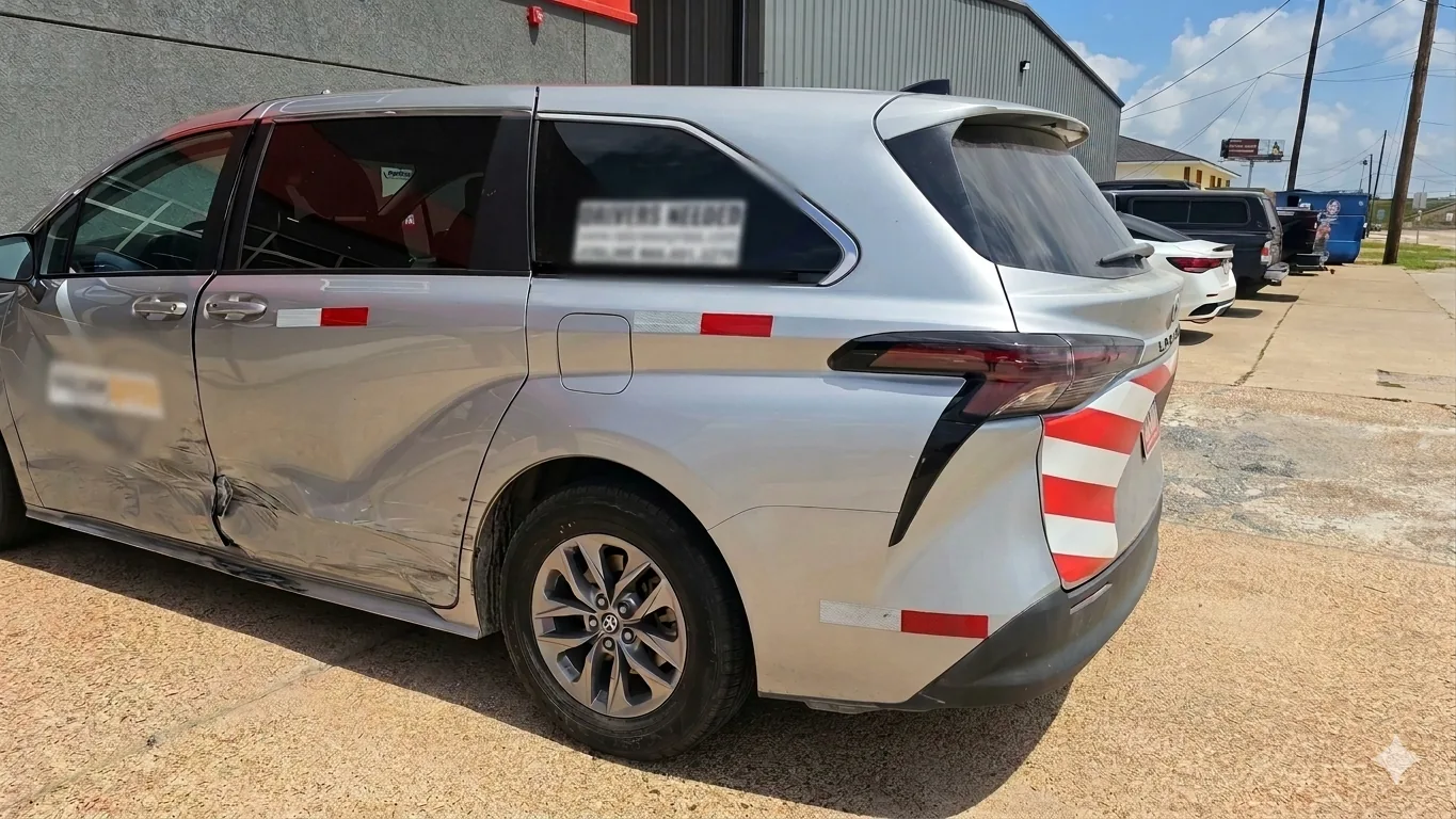 Vehicle before side damage repair at CARSTAR of Port Arthur in Groves, Texas