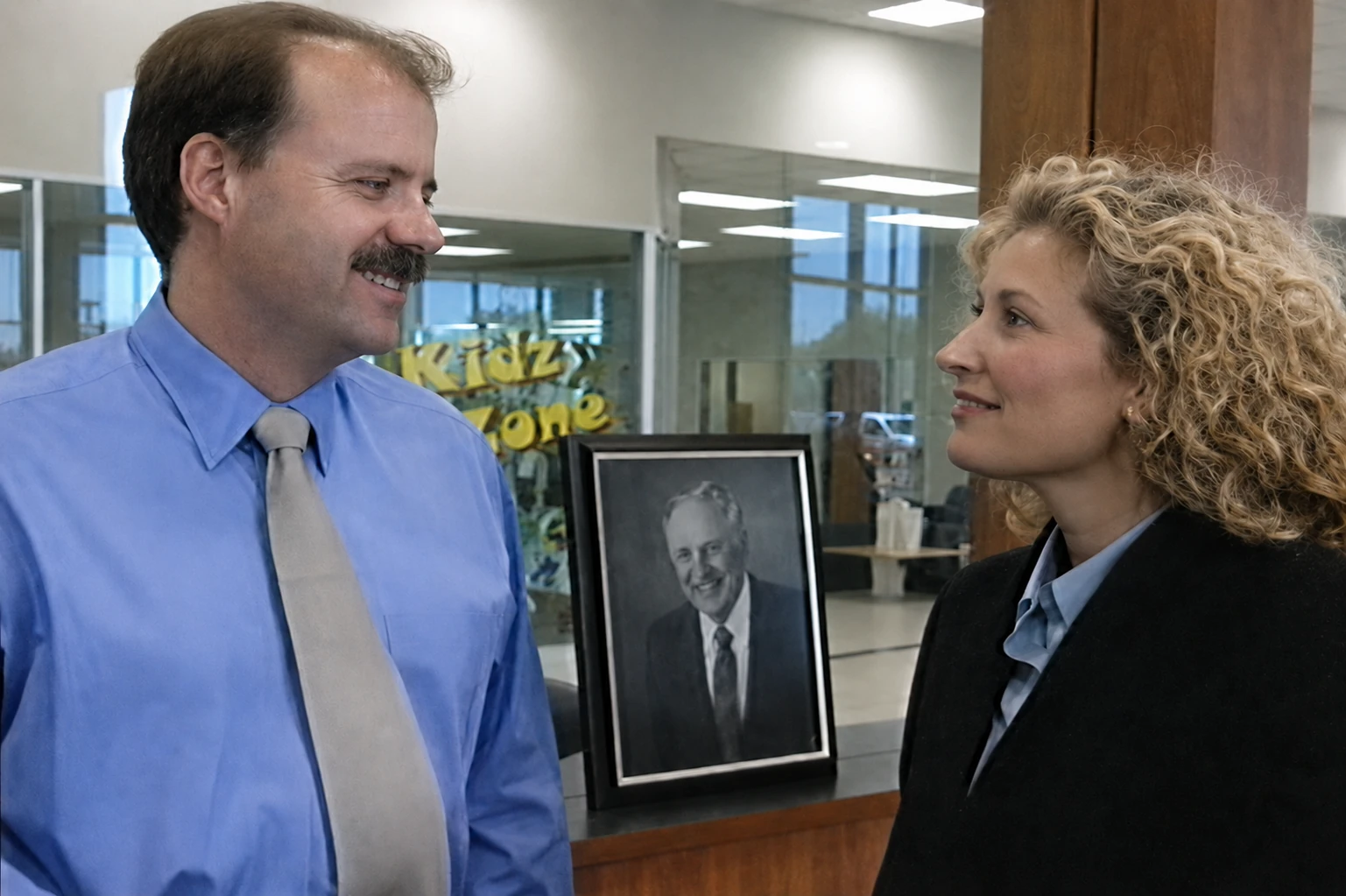 Larry and Patti King with Aubrey Raiford's portrait between them